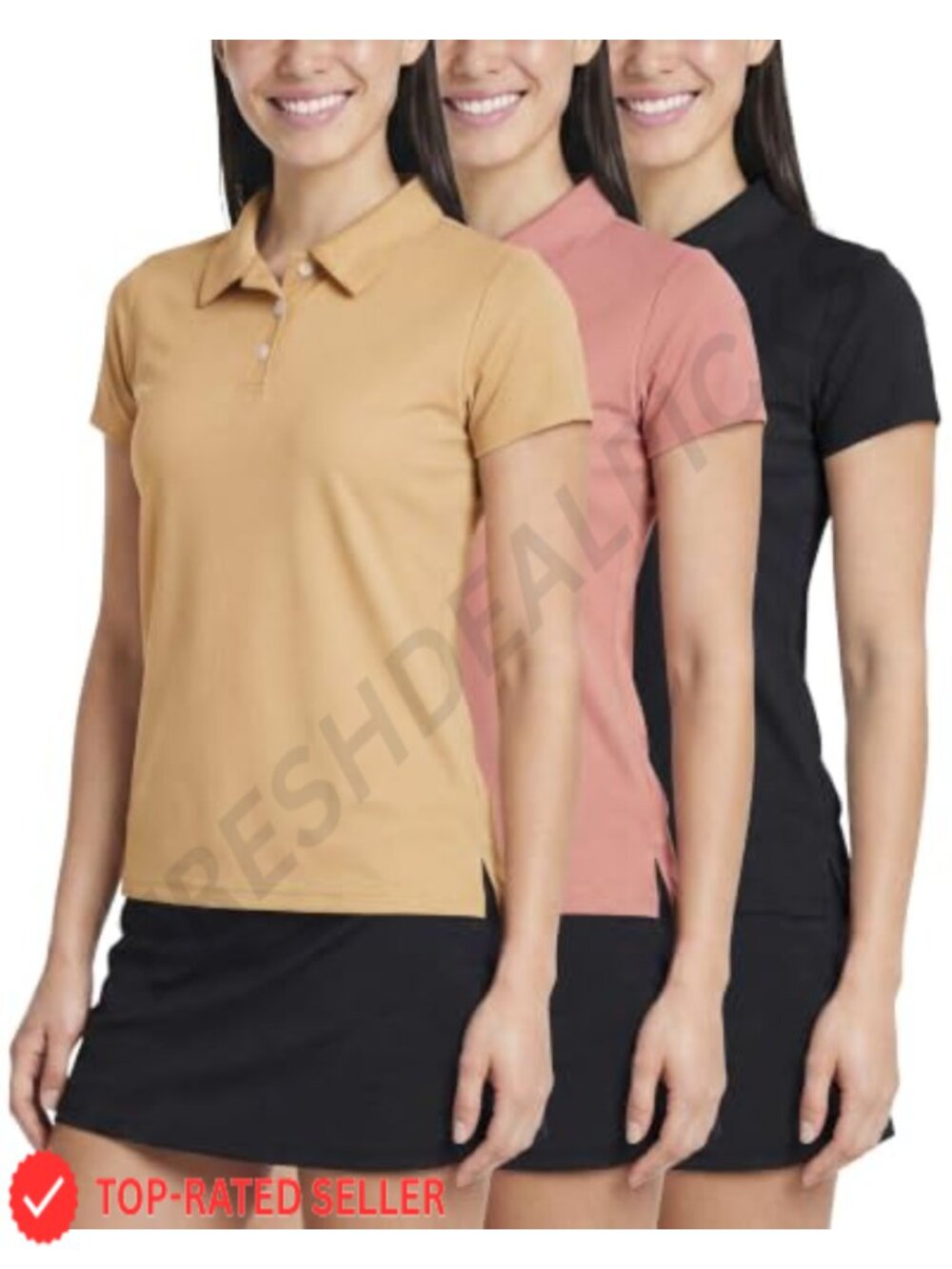 Women's Golf Polo Shirts 3 Pack Short Sleeve Dry Fit Collared Tennis Tops